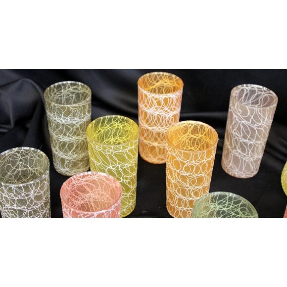 VTG 50s/60s Colorcraft Spaghetti String Carafe Pitcher Glasses Shat-r-Proof Tumb - Picture 2 of 15